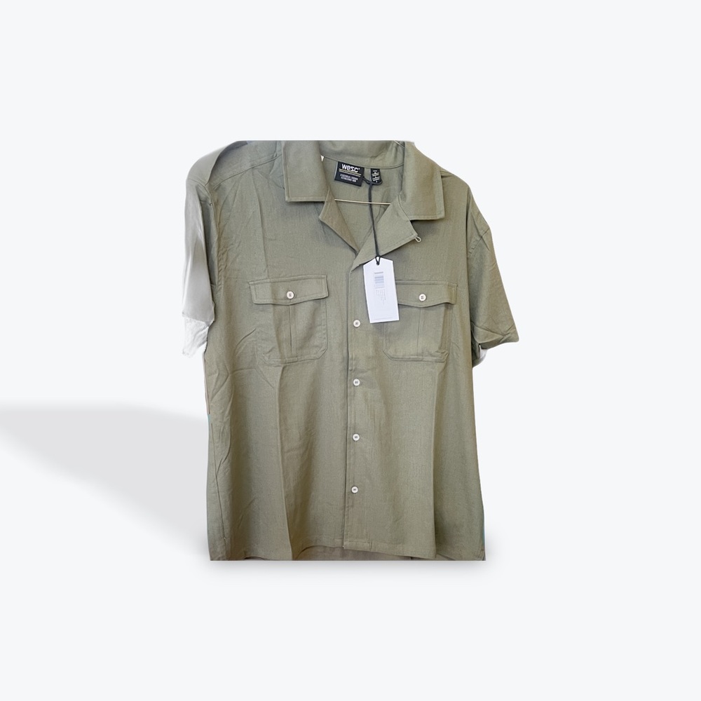 WEsc Women Casual Olive Button Down Shirt